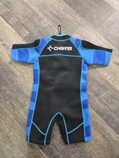 Chriffer Kids Youth Unisex Medium Wetsuit Shorts One Piece Black Blue Zipper