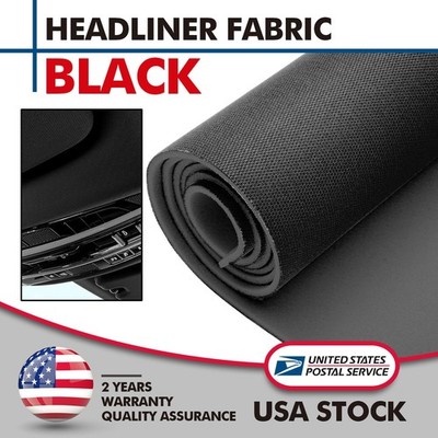 Black Flat Knit Headliner Fabric with Foam Backing Roof Liner Repair Material