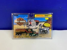 TYCO MAGNUM 440 X2 HO SCALE SLOT CAR HARLEY DAVIDSON SEMI TRAILER & BIKE