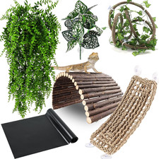 Bearded Dragon Tank Accessories, Reptile Mat Hammock Plants Bridge Jungle Climbe
