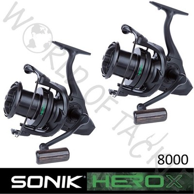 2 x Sonik Big Pit Black Rolle Hero X 8000 Karpfenangeln Quick Drag 2er Set