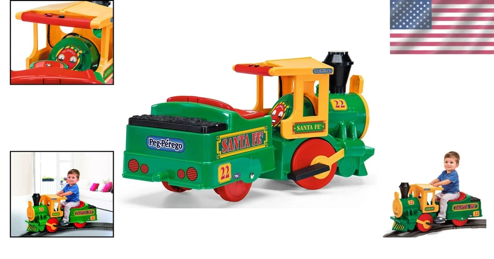 Viaje en tren Santa Fe recargable seguro para niños con pista y sonidos para niños pequeños Foto 2 de 4