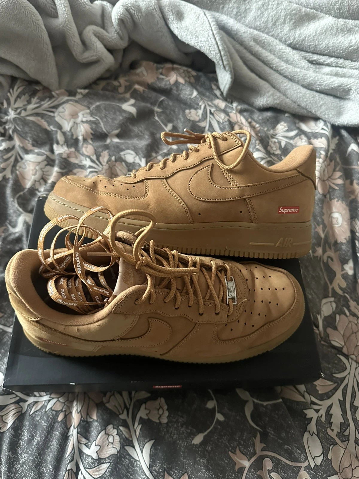 Nike x Supreme Air Force 1 Low SP Flax-Gum Light Brown UK10/US11 USED OG ALL