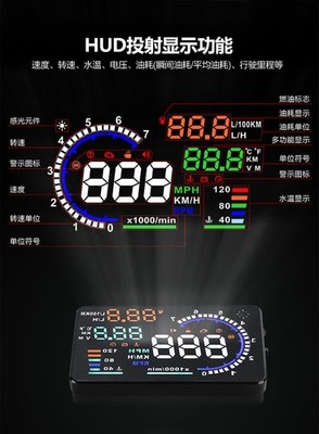 Car Multifunction Smart HUD HD Car Speed Projector Head Up Display OBD A8