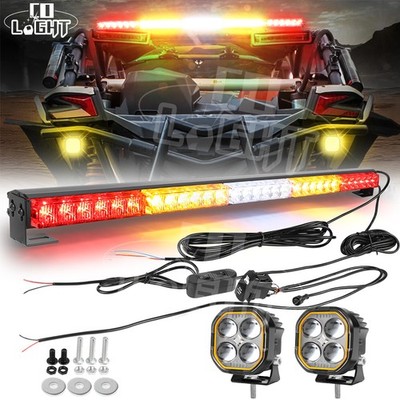 For 2017-2024 Can-am Maverick X3 MAX 30'' Rear LED Chase Light Bar 2x3'' Cube Pods