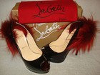 100% AUTH NEW WOMEN LOUBOUTIN LADY FUR 150 PATENT SLINGBACKS PUMP/HEEL US 9.5 — photo 4