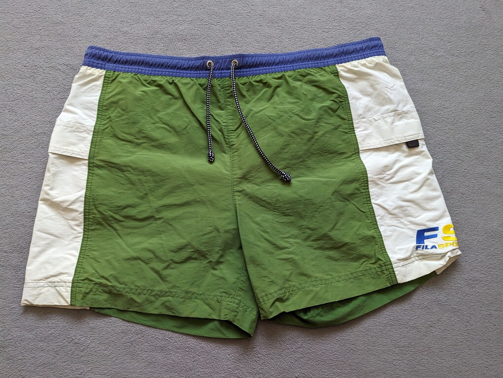 pantaloncino uomo vintage FILA SPORT taglia XL verde bianco
