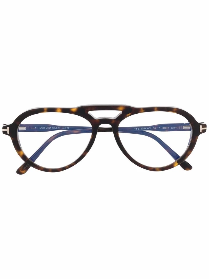 Tom Ford TF5760-B 052 Tortoise Aviator Plastic Eyeglasses 55-17-145 with clip-on - Image 3 of 4