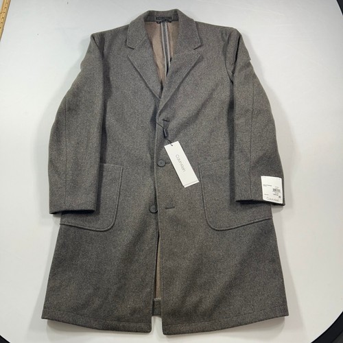 Calvin Klein Marcel Slim-Fit Overcoat Mens 42L 42 Taupe $450 - Picture 2 of 12