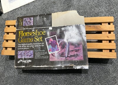 Vintage Gamelife Horseshoe Game Set Chrome Horseshoes! Nice! 