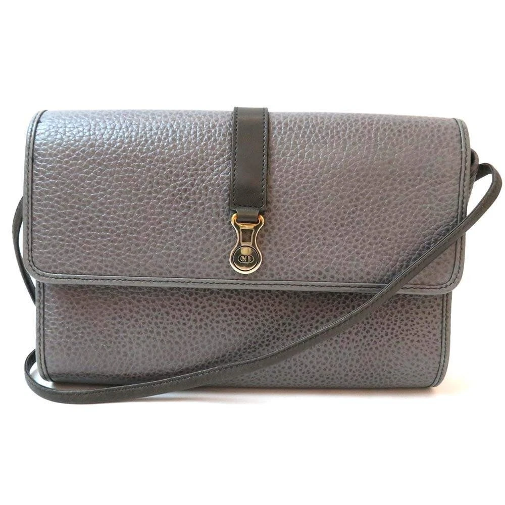 Sac bandoulière Christian Dior cuir gris or quincaillerie