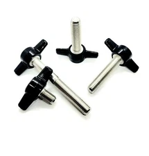 5/16"-24 Fine Thread Stainless Thumb Screws Black Tee Wing Knob Bolts