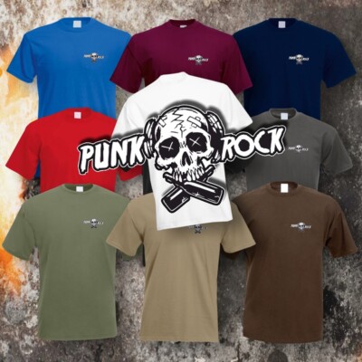 PUNKROCK SKULL SMALL T-SHIRT GRÖSSEN S-5XL (9 Farben) 