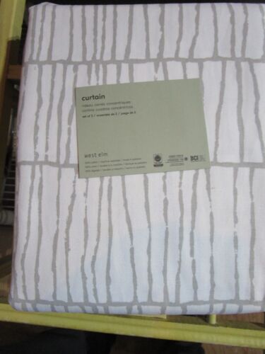 West Elm Line Lattice Stone white drapes panels 48 X 84 New w tags - Picture 1 of 2