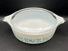Pyrex Turquoise Amish Butter Print Casserole Dish 471 1 Pint with Lid | Vintage