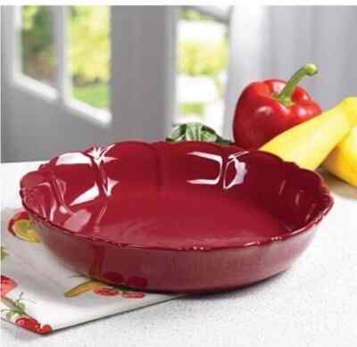 Princess House #6856 Pavillion Berry Bake Serve Bowl Red Christmas Oven Safe 12''