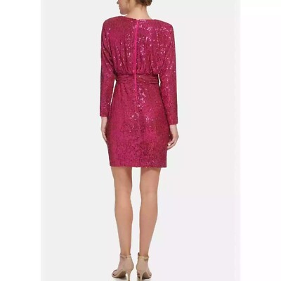 Eliza J Women's Sequined Long-Sleeve Cocktail Dress Hot Pink Size 8 $198 | eBay Eliza J Women's Sequined Long-Sleeve Cocktail Dress Hot Pink Size 8 $198 | eBay