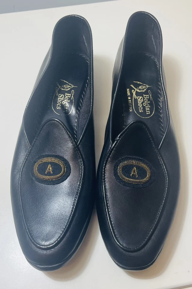 Zapatos Belgas Negro Becerro Personalizado Bordado Cuero Mocasines Midinette Mujer Talla 8 Foto 3 de 4