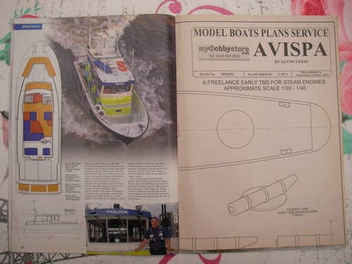 Modellboote Plan von Avispa ein frühes TBD Modell und Original Magazin Feb 2012