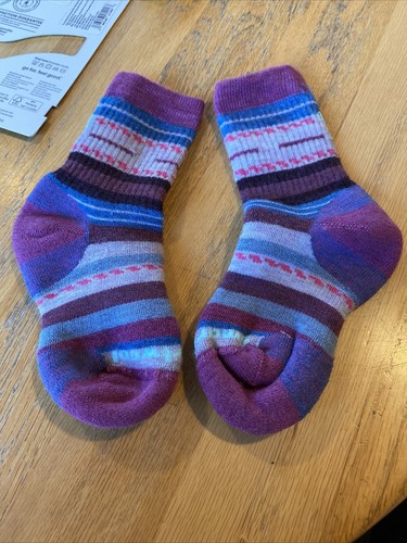 NWT Smartwool Kids' Hike Cushion Striped Crew Socks Meadow Mauve Size S - Picture 9 of 9