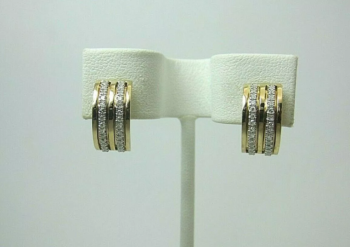 EFFY 14k Yellow Gold 0.32 ct Diamond Hoop Earrings Huggy Huggies