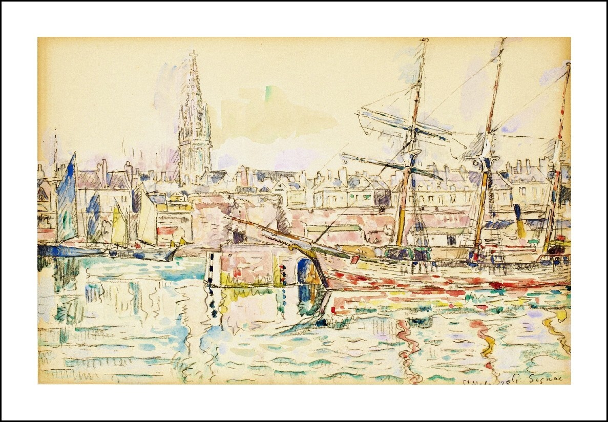 Poster lithographique Signac St Malo | Grand tableau d'art 60x85cm