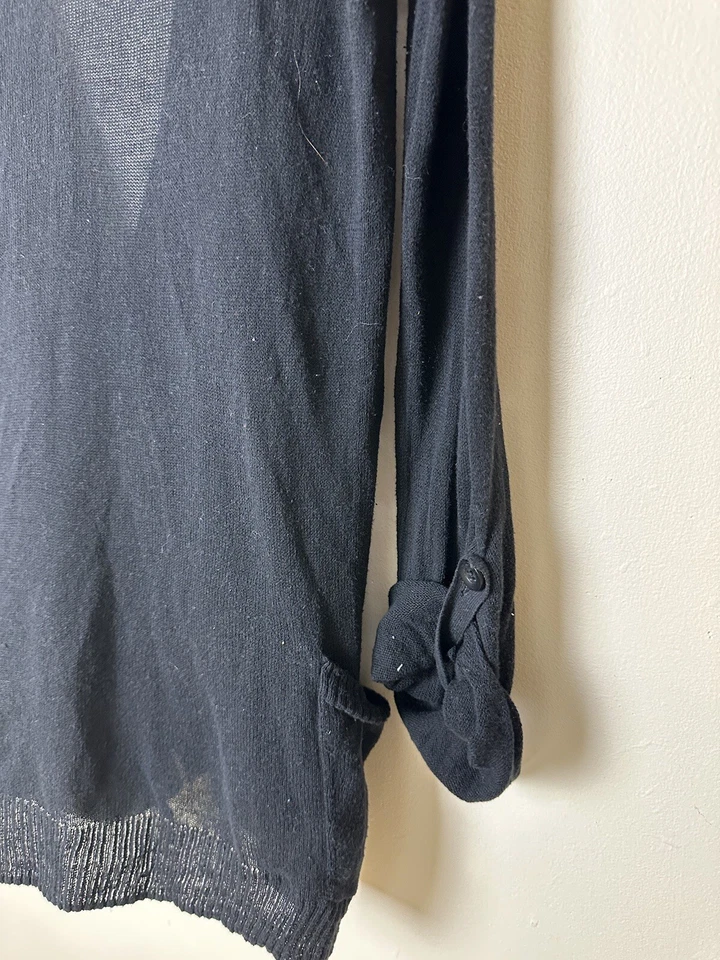 Cárdigan Basura Mujer Negro Transparente con Botones Mangas con Pestaña Enrollable Bolsillos Talla M Foto 3 de 4