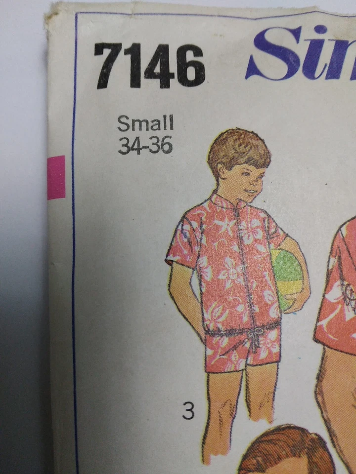 Jacket Swim Trunks Shorts Mens S 34 36 Simplicity 7146 Sewing Pattern Active Cut - Image 2 of 4