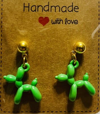 Dog Earrings  / Green - Handmade With Love / Earrings