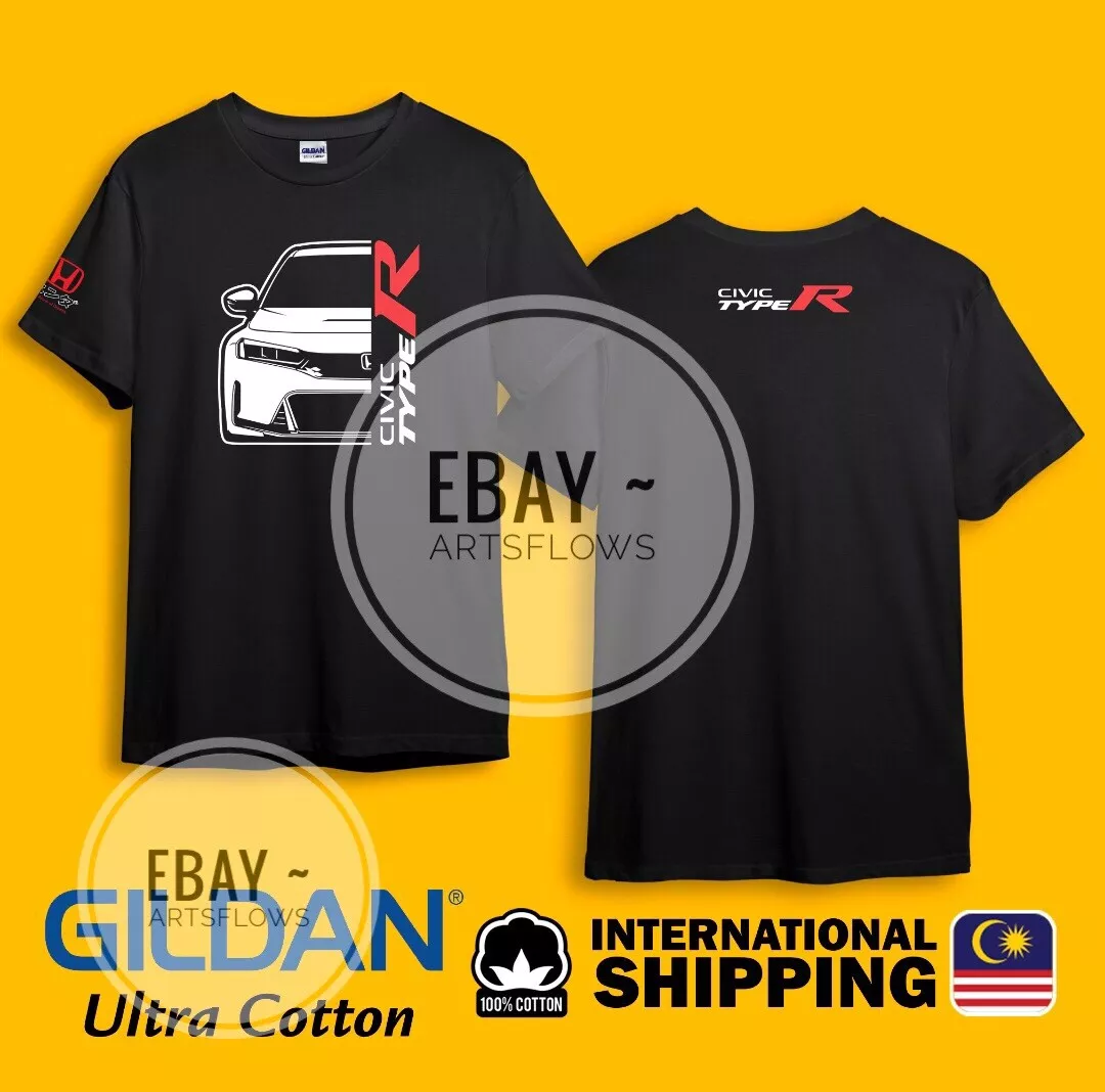 FL5R Civic Type R Racing Front View Black Heavy Cotton Size (S-3XL