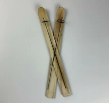 Wooden Skis and Poles Hanging Wall Decor