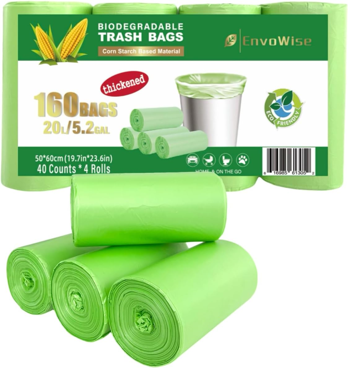 5.2 Gallon Biodegradable Trash Bags (THICKENED) | Eco Friendly, Unscented, 20L