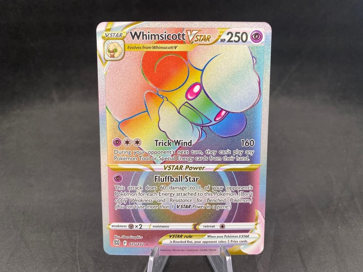 WHIMSICOTT VSTAR 175/172 POKEMON BRILLIANT STARS RAINBOW HOLO RARE