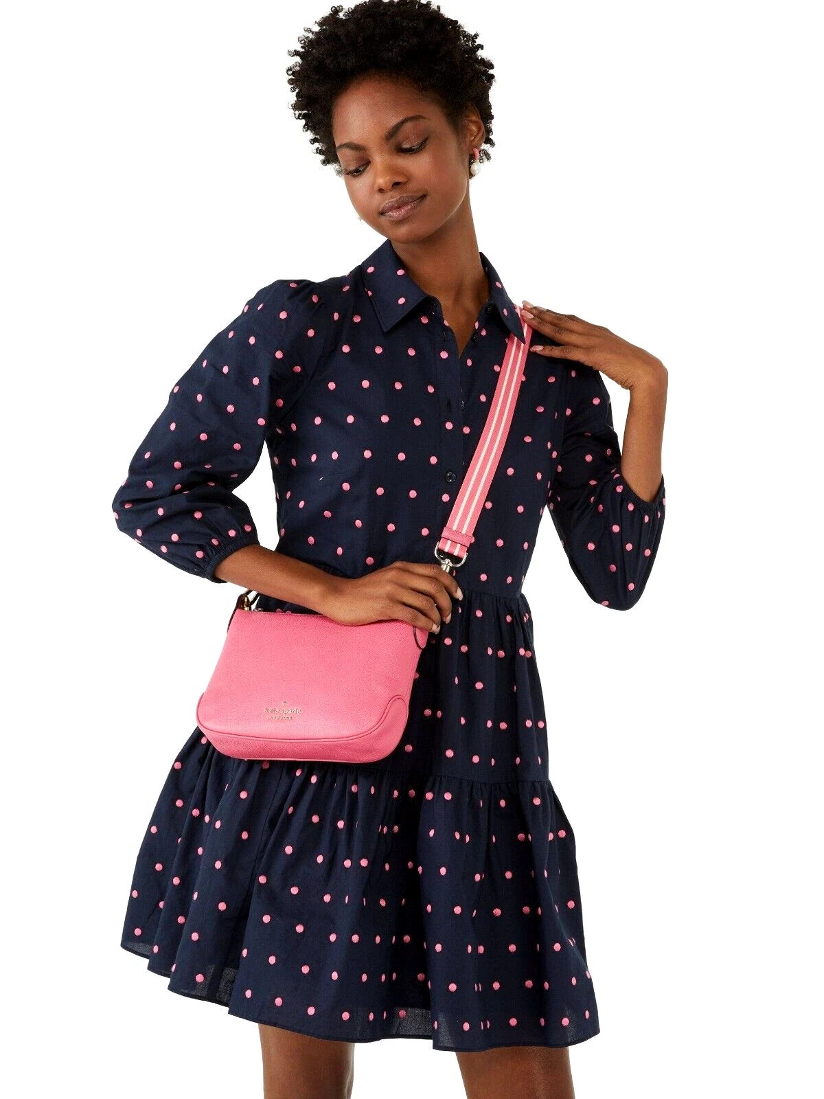 Nuova Kate Spade Rosie piccola a tracolla in pelle ciottolata rosa tropicale con sacchetto antipolvere