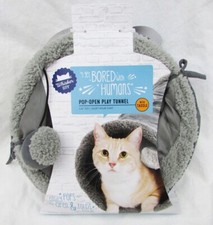 Pop Open cat play tunnel  dangle toy Whisker City gray Board with Humans New