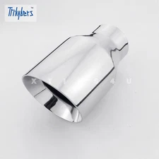 2 1/2" In 4" Double Wall Out 7" Long Round Slant Stainless Steel Exhaust Tip