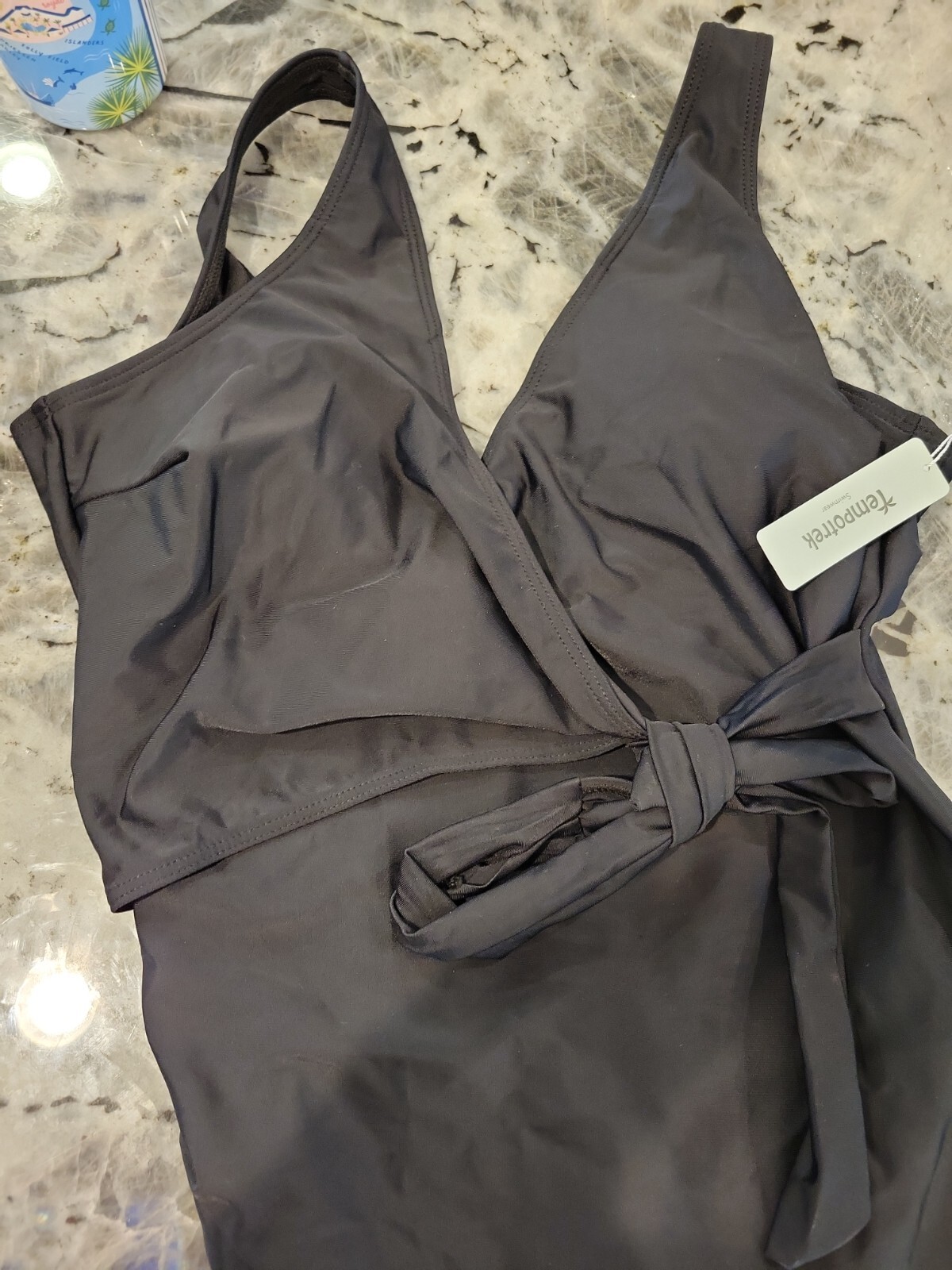 Tempotrek Womens Size L Black One Piece Swim Suit NWT Wrap-Around