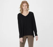 New Attitudes by Renee sz M Finespun Jersey Tunic Black QVC 2414-Q