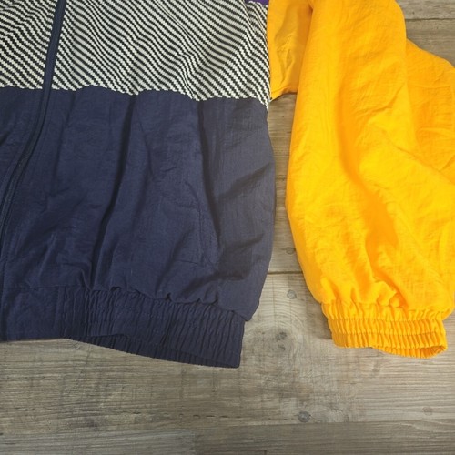 Vintage Mens Large Reebok Windbreaker Y2k Jacket Purple Yellow Blue Striped M - Picture 4 of 7