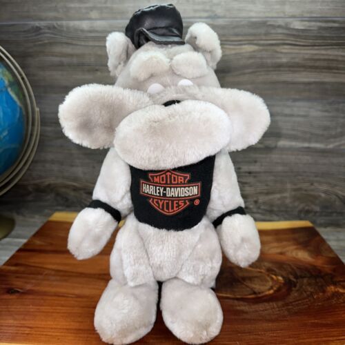 Harley Davidson Bull Dog Stuffed Animal Plush Toy VTG 90s with Tag Play by Play