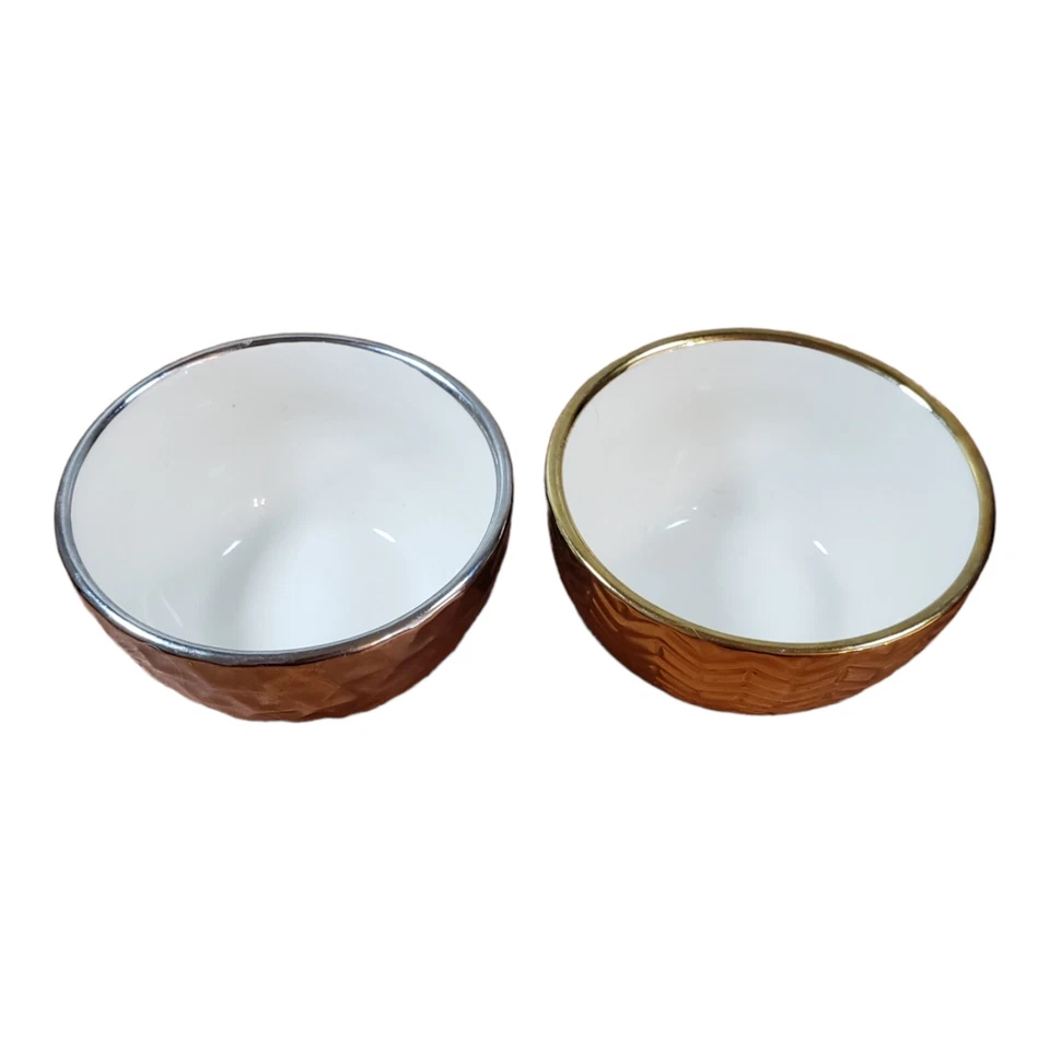 Modern Expressions Mini Bowls 4 Inch Metallic Gold & Silver Tone - Image 2 of 4