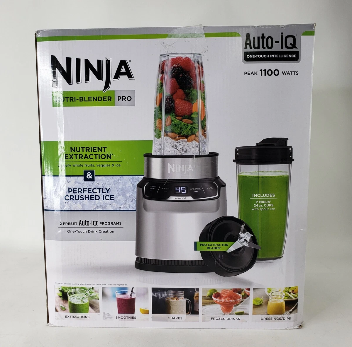 Ninja Nutri Blender Pro 1100W With Auto IQ BN401 Complete