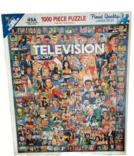 Open Box. Sealed Pieces. White Mountain Puzzles Television History 1000 Pieces