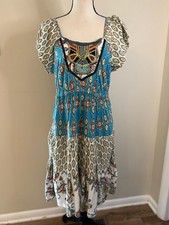 live and let live paisley embroidered boho midi dress SZ M