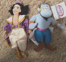 Aladdin and Genie NEW w/ Tags Vintage The Disney Store Parks Bean Bag Plush 8"
