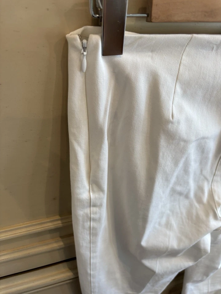Ralph Lauren Black Label White Summer Dress Pants Zip Close Stretch Sz 4 Cotton - Image 4 of 4
