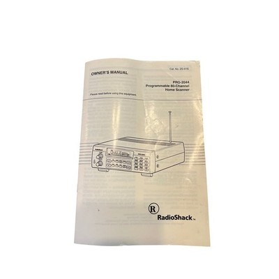 RadioShack PRO-2044 Programmable 80-Channel Home Scanner Owner's Manual 20-416