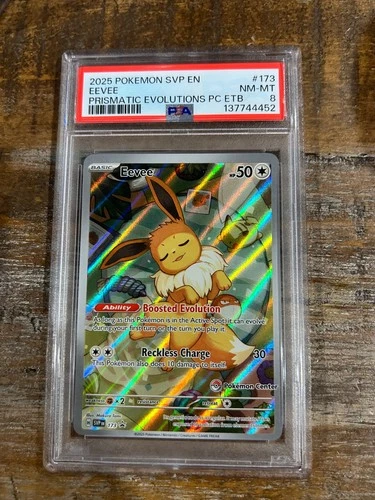 POKEMON 2025 Prismatic Evolutions ETB EEVEE Pokemon Center #173 PSA 8