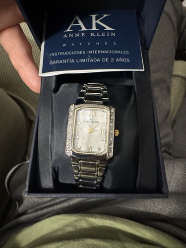 Anne Klein Women's MOP Dial Quartz Watch Swarovski Crystals 10/9609- New Battery - Picture 2 of 8