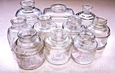 Antique Vintage Lot of 10 INK BOTTLES Shaeffers Sandford's Anchor Hocking etc.